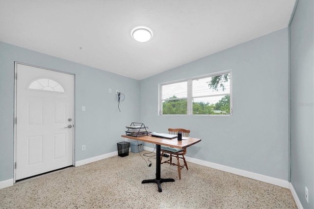 6628 Auburn Ave, Bradenton, FL 34207 - home office featuring baseboards and speckle patterned floor