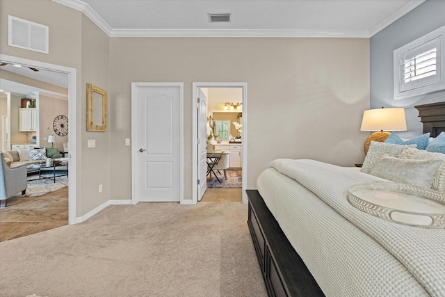 11508 Griffith Park Ter, Bradenton, FL 34211 - bedroom with crown molding, light colored carpet, multiple windows, and baseboards