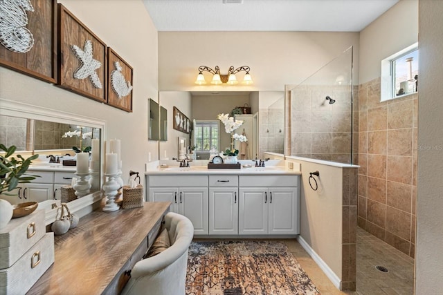 11508 Griffith Park Ter, Bradenton, FL 34211 - full bath with a walk in shower, double vanity, and tile patterned floors