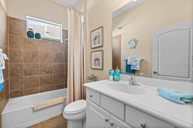 11508 Griffith Park Ter, Bradenton, FL 34211 - full bath with toilet, shower / tub combo with curtain, vanity, and tile patterned flooring