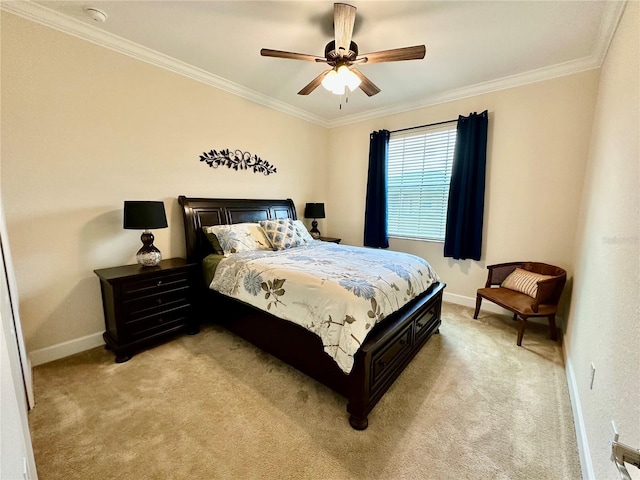 1568 Cordgrass Way, Lakeland, FL 33813 - bedroom with ornamental molding, light colored carpet, and ceiling fan
