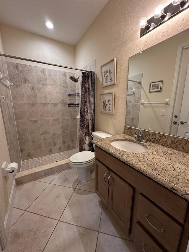 1568 Cordgrass Way, Lakeland, FL 33813 - bathroom with vanity, a stall shower, and tile patterned floors