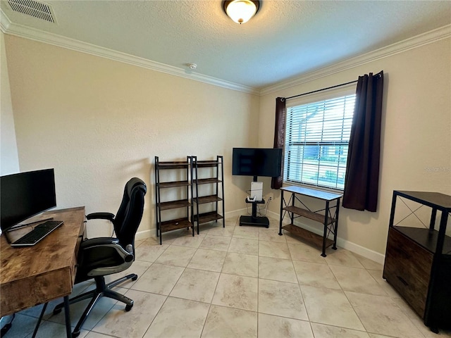 1568 Cordgrass Way, Lakeland, FL 33813 - office space with ornamental molding, light tile patterned floors, and a textured ceiling