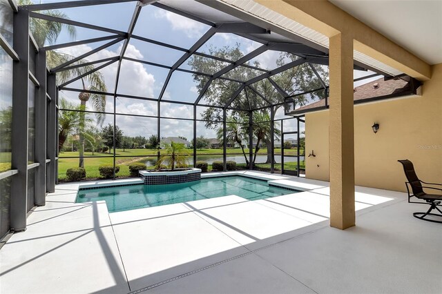 1542 Ormond Ter, Parrish, FL 34219 - view of pool with a patio, glass enclosure, and a pool with connected hot tub