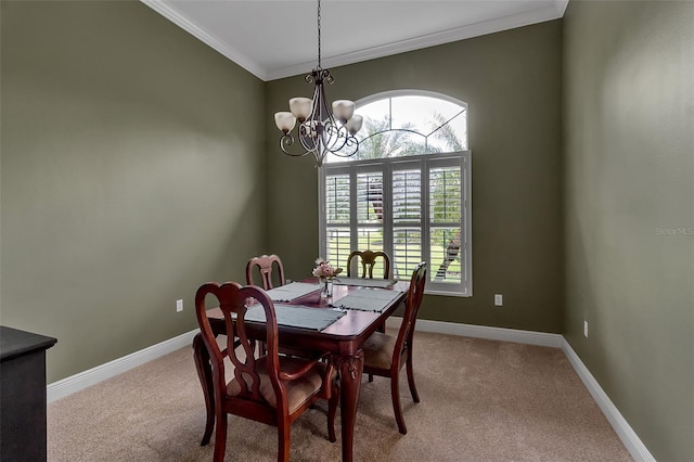 1542 Ormond Ter, Parrish, FL 34219 - dining space with a chandelier, plenty of natural light, light carpet, and crown molding