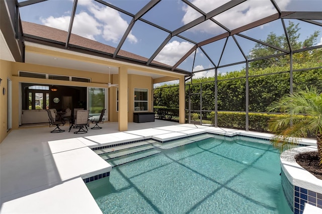 1542 Ormond Ter, Parrish, FL 34219 - outdoor pool featuring a patio and glass enclosure