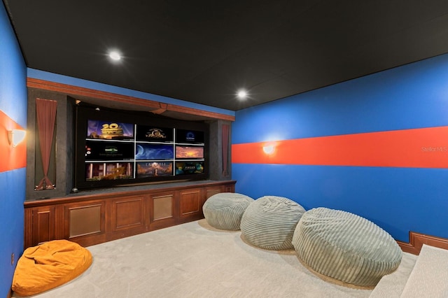 cinema with carpet and recessed lighting