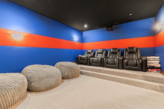 view of carpeted cinema room
