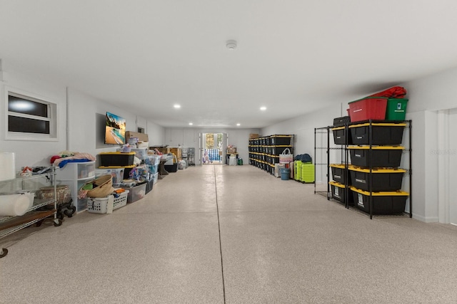 garage featuring recessed lighting