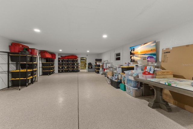 garage featuring recessed lighting