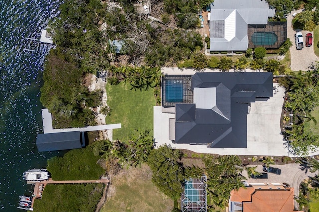 aerial view of property's location featuring a pool