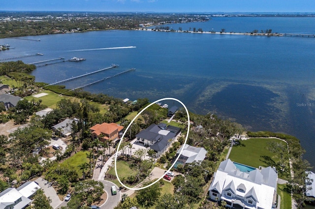 drone / aerial view of a large body of water
