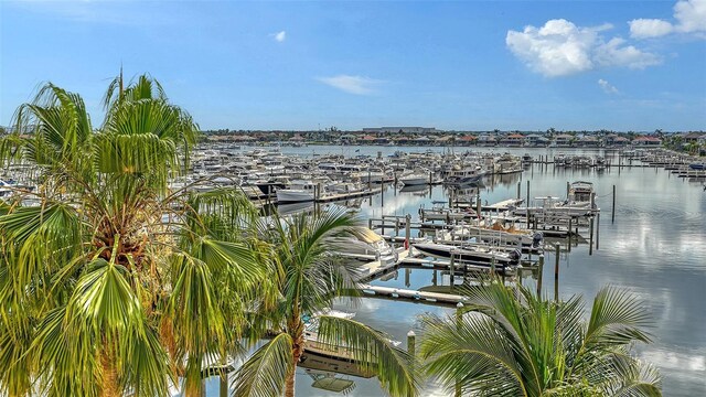 610 Riviera Dunes Way Unit 308, Palmetto, FL 34221 - water view featuring numerous boat docks, a dock, and boat lift