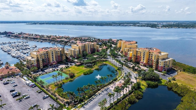 610 Riviera Dunes Way Unit 308, Palmetto, FL 34221 - aerial overview of property's location featuring a large body of water and apartment complex / building