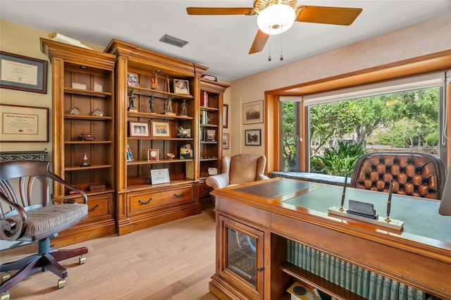 140 Cowpen Ln, Sarasota, FL 34240 - office with light wood-type flooring and a ceiling fan