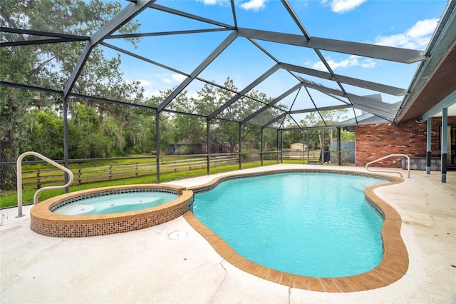 140 Cowpen Ln, Sarasota, FL 34240 - view of pool with a patio, a pool with connected hot tub, and glass enclosure
