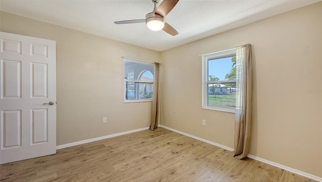 445 Matisse Cir S Unit 445, Nokomis, FL 34275 - spare room with light wood-type flooring, a ceiling fan, and baseboards