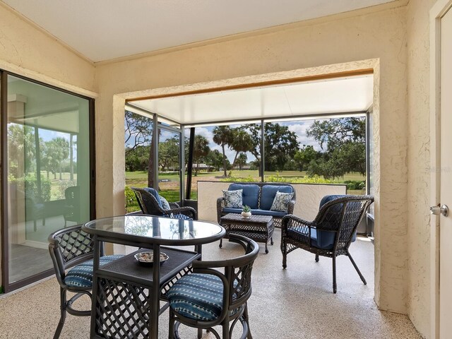 sunroom with outdoor lounge area