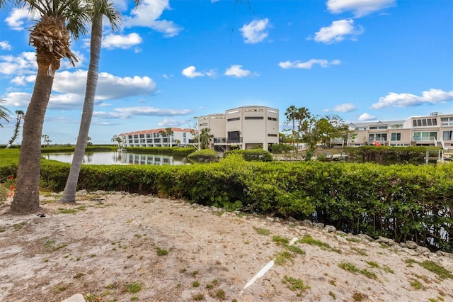 view of property's community with a water view
