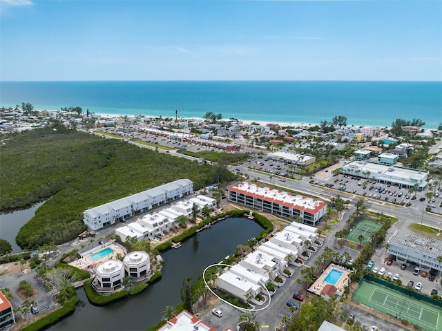 aerial view of a nearby body of water