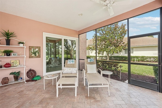 431 Fieldstone Dr, Venice, FL 34292 - sunroom featuring ceiling fan