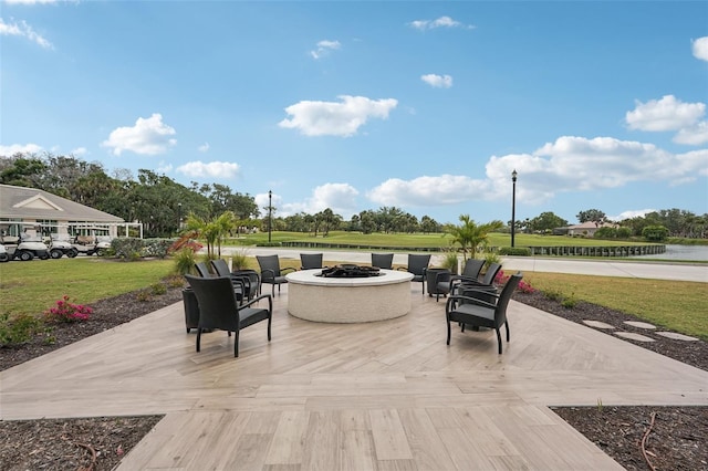431 Fieldstone Dr, Venice, FL 34292 - view of patio / terrace with a fire pit