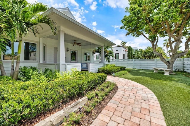 1841 Datura St, Sarasota, FL 34239 - view of yard with a ceiling fan and a porch