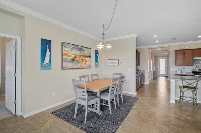 20542 Trattoria Loop, Venice, FL 34293 - dining room featuring crown molding, light tile patterned floors, baseboards, and recessed lighting