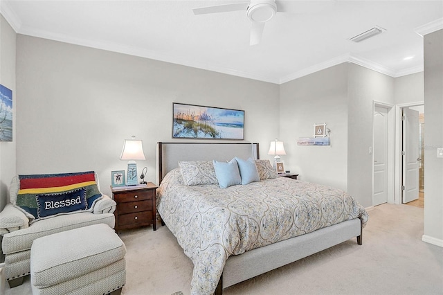 20542 Trattoria Loop, Venice, FL 34293 - carpeted bedroom with crown molding, baseboards, and a ceiling fan