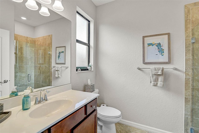 20542 Trattoria Loop, Venice, FL 34293 - full bath featuring a stall shower, toilet, vanity, and baseboards