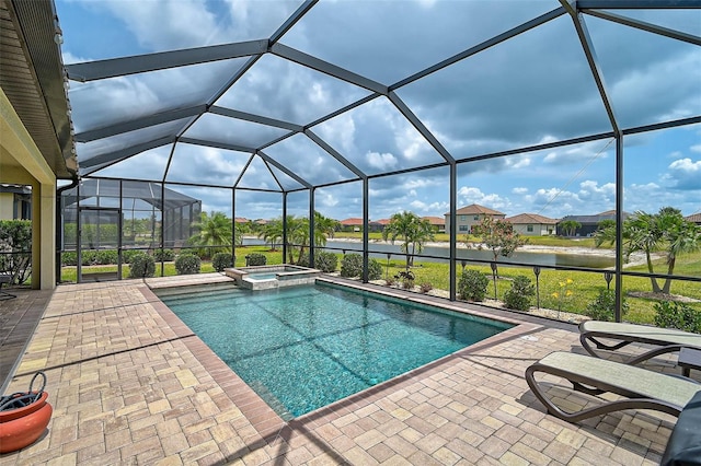 20542 Trattoria Loop, Venice, FL 34293 - view of pool featuring a patio area, a water view, and glass enclosure