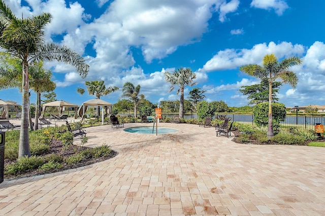 20542 Trattoria Loop, Venice, FL 34293 - view of swimming pool with a gazebo, a patio, and fence