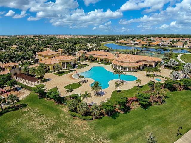 20542 Trattoria Loop, Venice, FL 34293 - aerial perspective of suburban area featuring a large body of water and a pool