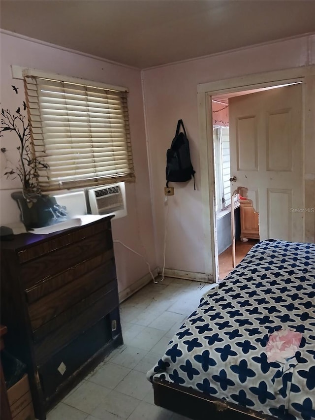 bedroom with light flooring