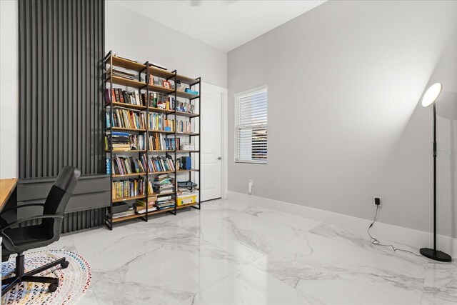 1521 Chestnut Ave, Winter Park, FL 32789 - office area featuring baseboards and marble finish flooring