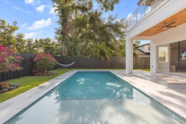 1521 Chestnut Ave, Winter Park, FL 32789 - view of pool featuring a fenced backyard, a patio area, and ceiling fan