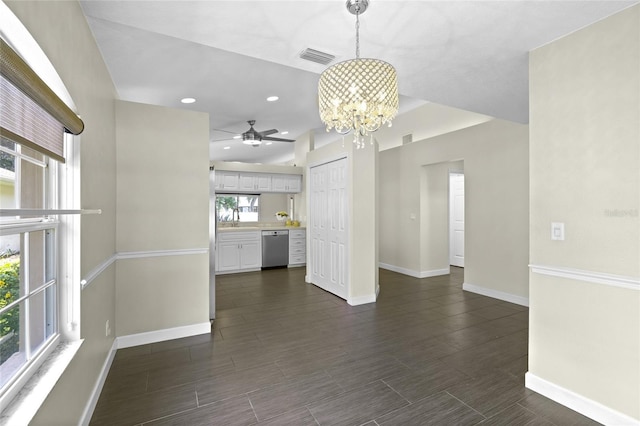 3263 Woodberry Ln Lot 15, Sarasota, FL 34231 - unfurnished room featuring a chandelier, healthy amount of natural light, a ceiling fan, baseboards, and recessed lighting
