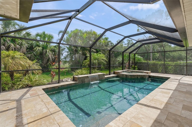 6664 Deering Cir, Sarasota, FL 34240 - view of swimming pool with a pool with connected hot tub, a patio, and a lanai