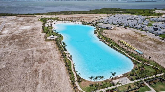 5910 Red Mangrove Ln, Bradenton, FL 34210 - aerial view of a pool area and a nearby body of water