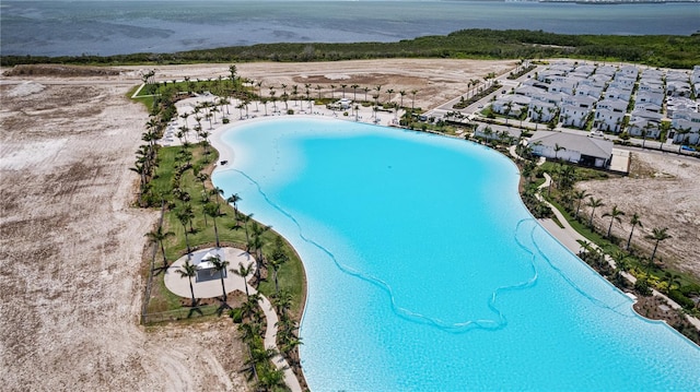 5910 Red Mangrove Ln, Bradenton, FL 34210 - aerial view of residential area featuring a pool area and a nearby body of water