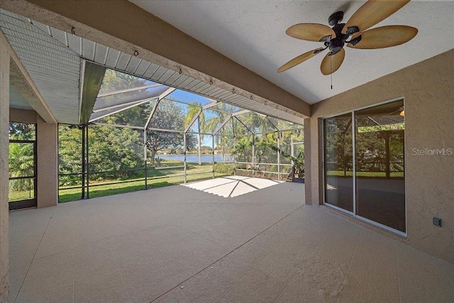 4978 Cedar Oak Way, Sarasota, FL 34233 - unfurnished sunroom featuring a ceiling fan and lofted ceiling