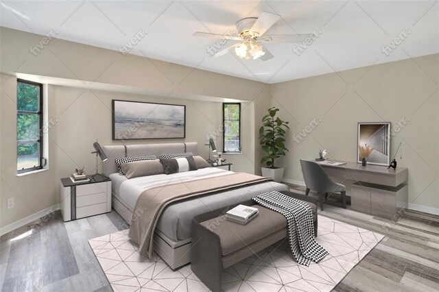 3510 Shawn St, Punta Gorda, FL 33980 - bedroom featuring multiple windows, baseboards, a ceiling fan, and a desk