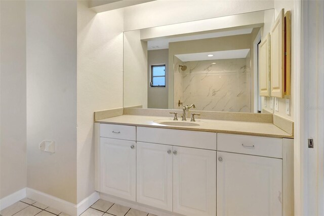 3510 Shawn St, Punta Gorda, FL 33980 - full bath with vanity, a shower, tile patterned flooring, and baseboards