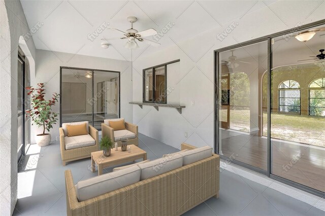 3510 Shawn St, Punta Gorda, FL 33980 - sunroom / solarium featuring ceiling fan and an outdoor hangout area