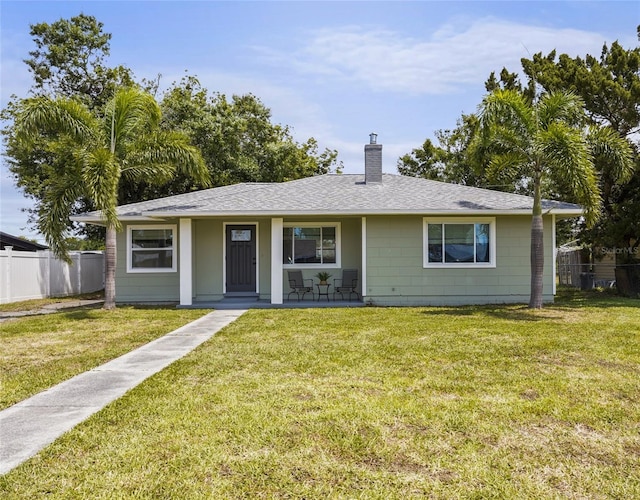 3102 16th Ave W, Bradenton, FL 34205 - view of front of home with a chimney, a porch, and roof with shingles