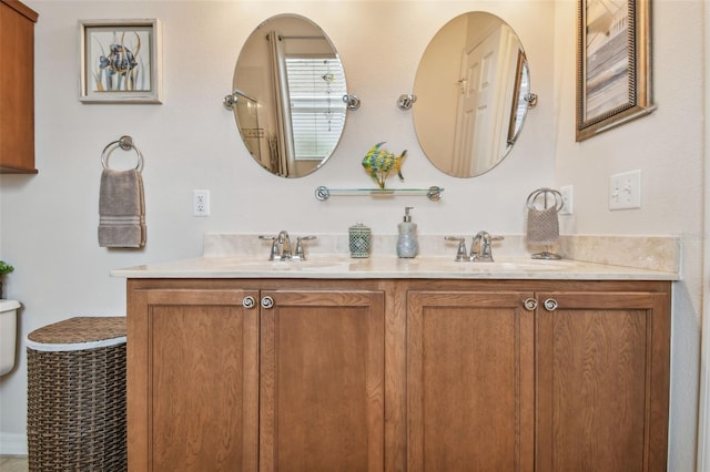 bathroom with double vanity
