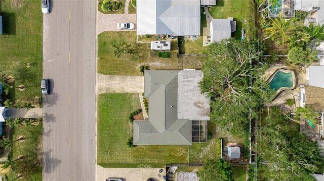 aerial overview of property's location featuring a pool area