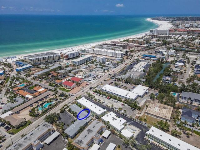 view of urban area with expansive beach
