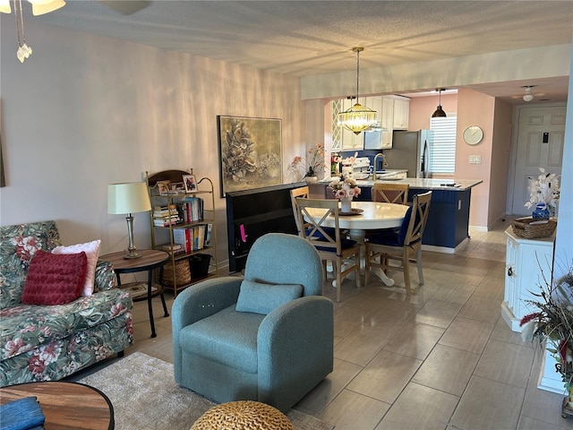 living room with ceiling fan