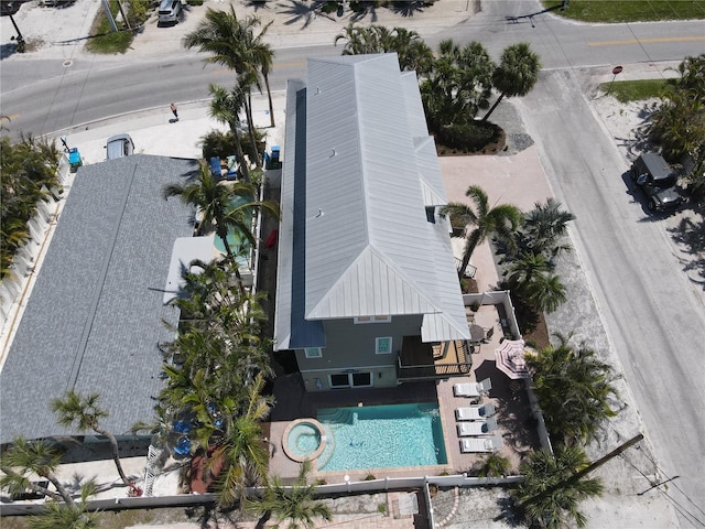 view from above of property with a pool